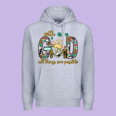 With God All Things Are Possible With Baby Jesus Bbs Premium Hoodie Designed By Bundleandbundleshop