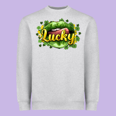 St. Patrick's Day Lips Lucky Heavyweight Sweatshirt Designed By Howdyjamesfarm