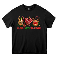 Black peace love reindeer christmas Heavy Core Tee - NancyCooperArtShop