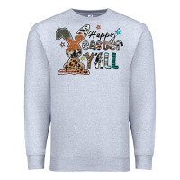 Heather Grey Happy Easter Y'all Premium Sweatshirt - CowhideDigitalArt