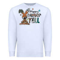 White Happy Easter Y'all Premium Sweatshirt - CowhideDigitalArt
