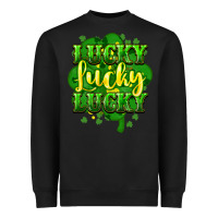 Black lucky lucky lucky clover St. Patrick's Heavyweight Sweatshirt - HowdyJamesFarm