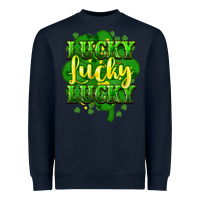 Navy lucky lucky lucky clover St. Patrick's Heavyweight Sweatshirt - HowdyJamesFarm