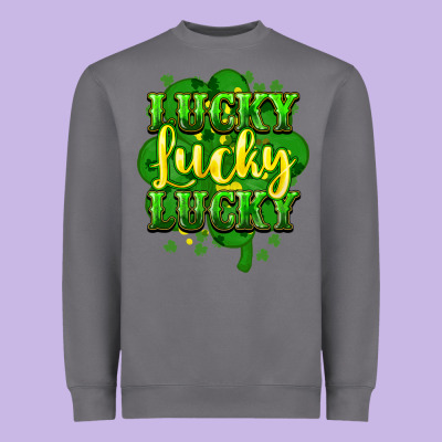 Lucky Lucky Lucky Clover St. Patrick's Heavyweight Sweatshirt Designed By Howdyjamesfarm
