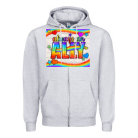 Heather Grey Always An Ally Pride LGBTQ+ Tumbler Zipper Hoodie - BundleAndBundleShop