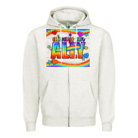 Oatmeal Heather Always An Ally Pride LGBTQ+ Tumbler Zipper Hoodie - BundleAndBundleShop