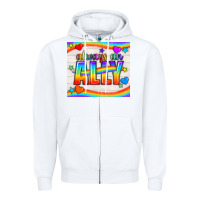 White Always An Ally Pride LGBTQ+ Tumbler Zipper Hoodie - BundleAndBundleShop