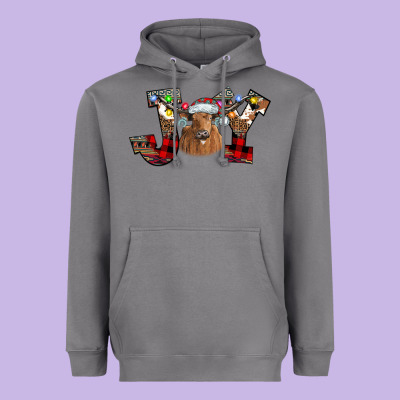 Joy Longhorn Heavyweight Hoodie Designed By Cowhidedigitalart