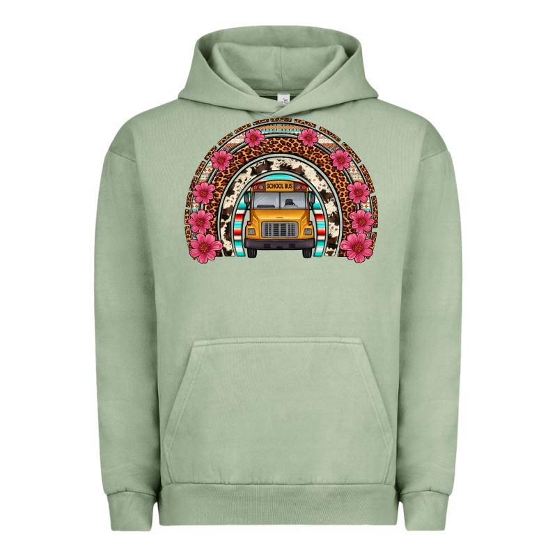School Bus Leopard Cowhide Rainbow Urban Hoodie by Artiststas | Teevron