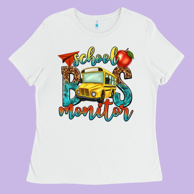 School Bus Monitor Ladies Tee Designed By Nancycooperartshop