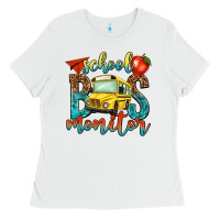 White school bus monitor Ladies Tee - NancyCooperArtShop