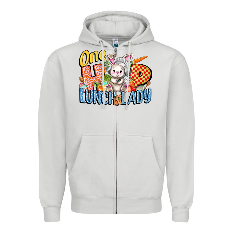 One Hip Lunch Lady Easter Day Zipper Hoodie by FaDigitalArtStudio | Teevron