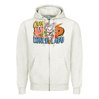 Oatmeal Heather one hip lunch lady easter day Zipper Hoodie - FaDigitalArtStudio