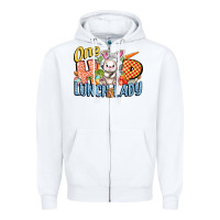 White one hip lunch lady easter day Zipper Hoodie - FaDigitalArtStudio