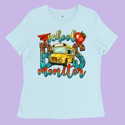 School Bus Monitor Ladies Tee Designed By Nancycooperartshop