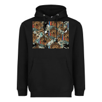 Black Dog Pattern Heavyweight Hoodie - CowhideDigitalArt
