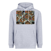 Heather Grey Dog Pattern Heavyweight Hoodie - CowhideDigitalArt