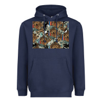 Navy Dog Pattern Heavyweight Hoodie - CowhideDigitalArt