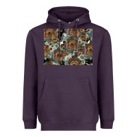 Plum Dog Pattern Heavyweight Hoodie - CowhideDigitalArt