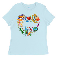 Baby Blue teacher heart custom Ladies Tee - NancyCooperArtShop