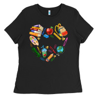 Black teacher heart custom Ladies Tee - NancyCooperArtShop