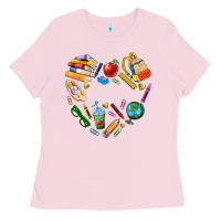 Bubblegum Pink teacher heart custom Ladies Tee - NancyCooperArtShop