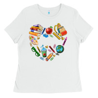 White teacher heart custom Ladies Tee - NancyCooperArtShop