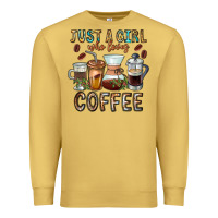 Antique Gold Just A Girl Who Loves Coffee Premium Sweatshirt - CowhideDigitalArt