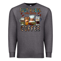 Charcoal Heather Just A Girl Who Loves Coffee Premium Sweatshirt - CowhideDigitalArt