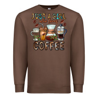 Chestnut Just A Girl Who Loves Coffee Premium Sweatshirt - CowhideDigitalArt