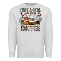 Dove Grey Just A Girl Who Loves Coffee Premium Sweatshirt - CowhideDigitalArt