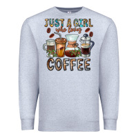Heather Grey Just A Girl Who Loves Coffee Premium Sweatshirt - CowhideDigitalArt