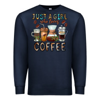 Navy Just A Girl Who Loves Coffee Premium Sweatshirt - CowhideDigitalArt