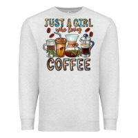 Oatmeal Heather Just A Girl Who Loves Coffee Premium Sweatshirt - CowhideDigitalArt
