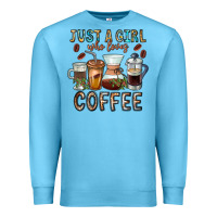 Ocean Blue Just A Girl Who Loves Coffee Premium Sweatshirt - CowhideDigitalArt