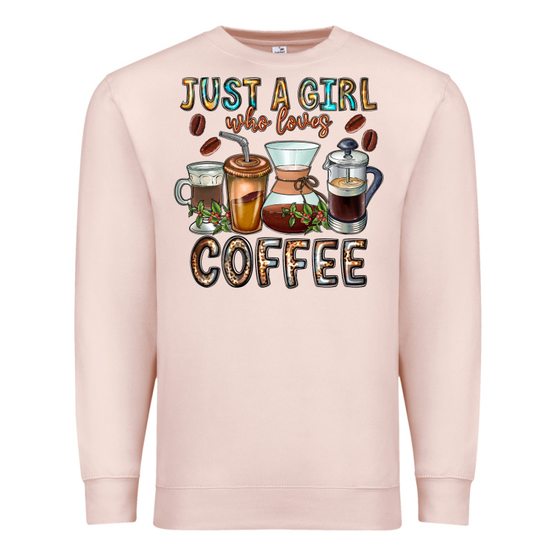 Just A Girl Who Loves Coffee Premium Sweatshirt by CowhideDigitalArt | Teevron