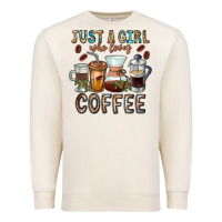 Sandshell Just A Girl Who Loves Coffee Premium Sweatshirt - CowhideDigitalArt