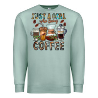 Seafoam Just A Girl Who Loves Coffee Premium Sweatshirt - CowhideDigitalArt