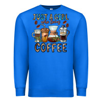 True Royal Just A Girl Who Loves Coffee Premium Sweatshirt - CowhideDigitalArt