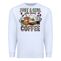 White Just A Girl Who Loves Coffee Premium Sweatshirt - CowhideDigitalArt