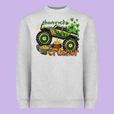 Shamrock Crusher St. Patrick's Day Heavyweight Sweatshirt Designed By Howdyjamesfarm