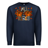 Navy autumn style with pumpkins Premium Sweatshirt - CowhideDigitalArt