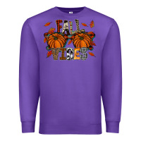 Purple autumn style with pumpkins Premium Sweatshirt - CowhideDigitalArt
