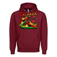 Burgundy sneaker girl Zipper Hoodie - FaDigitalArtStudio