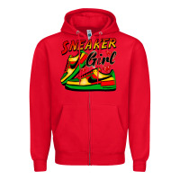 Red sneaker girl Zipper Hoodie - FaDigitalArtStudio