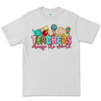 Dove Grey teacher change the world Premium Tee - MaliasSmallBusiness