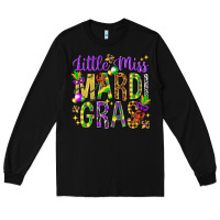 Black little miss mardi gras hjf Long Sleeve Tee - HowdyJamesFarm