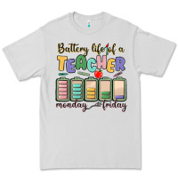 Dove Grey battery life of a teacher monday friday Premium Tee - MaliasSmallBusiness