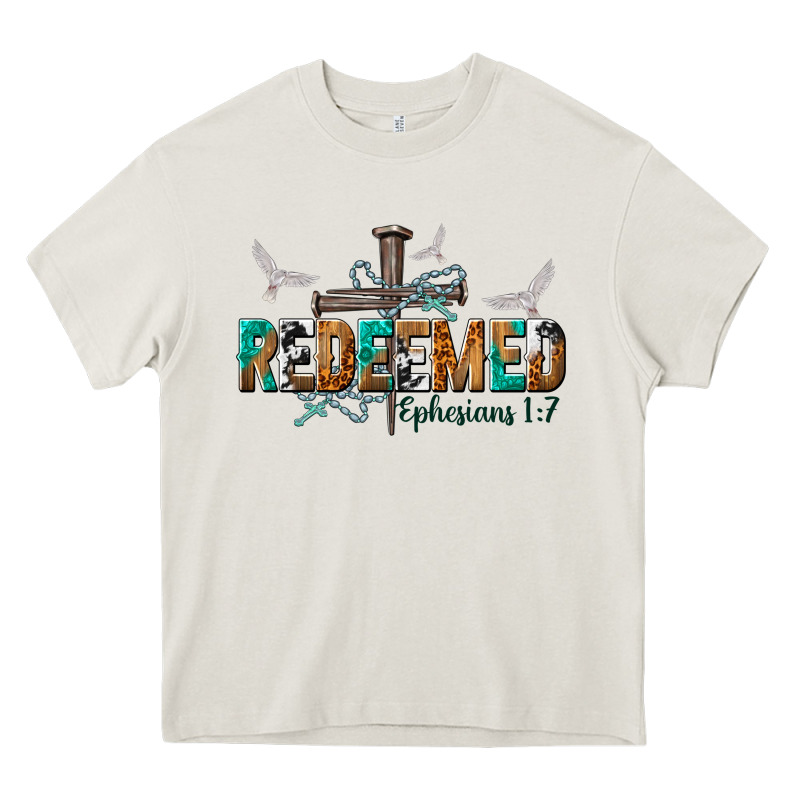 Redeemed Ephesians 1 7 Heavy Core Tee by NancyCooperArtShop | Teevron