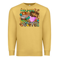 Antique Gold Life Begins After Coffee Premium Sweatshirt - CowhideDigitalArt